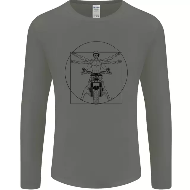 Maglietta Vitruvian Biker Moto da uomo a maniche lunghe