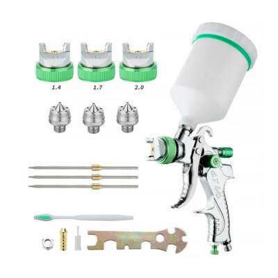 2008HVLP Auto Paint Air Spray Gun Kit Gravity Feed Car Primer 1.4MM~2.0MM Nozzle