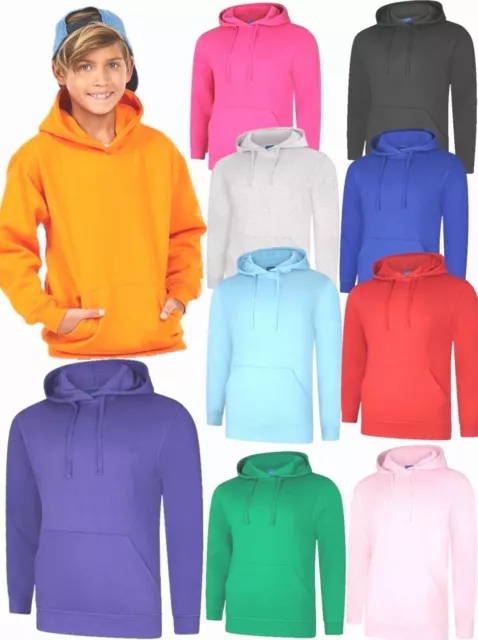 Children's Hoodie Sweatshirt  Age 3 to 13 Plain Hooded Jumper Boys/Girls