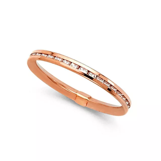 14k Oro Macizo Imitación Anillo Eternidad Apilable Anillo Eterno Alianza