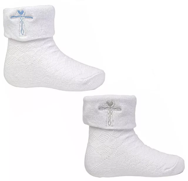 Baby Boy CROSS Socks Christening Baptism Ceremony