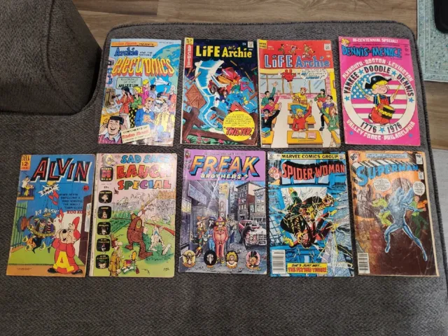 Comic Book Lot Archie, Dennis The Menace, Alvin, Sad Sack, Freak Brothers,...