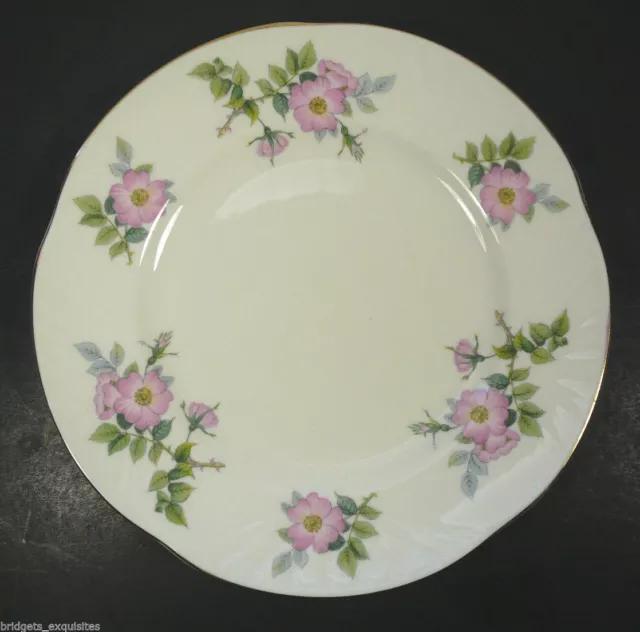 Crown Staffordshire Bone China Wild Roses 8.25" Salad Dessert Plate England
