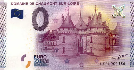 41 CHAUMONT-SUR-LOIRE Château, 2015, Billet 0 Euro Souvenir