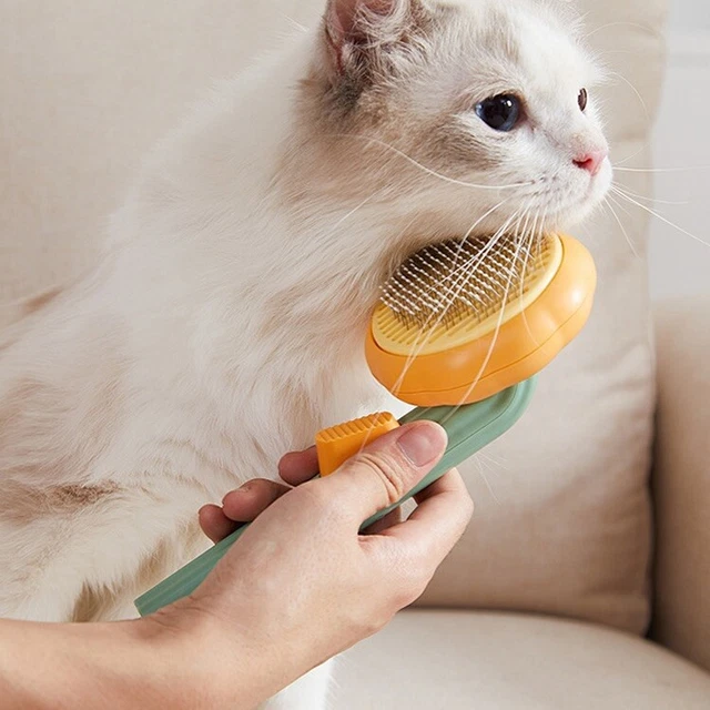 Pet Hair Brush  Pumpkin Dog Cat   comb Deshedding Self Cleaning Brush