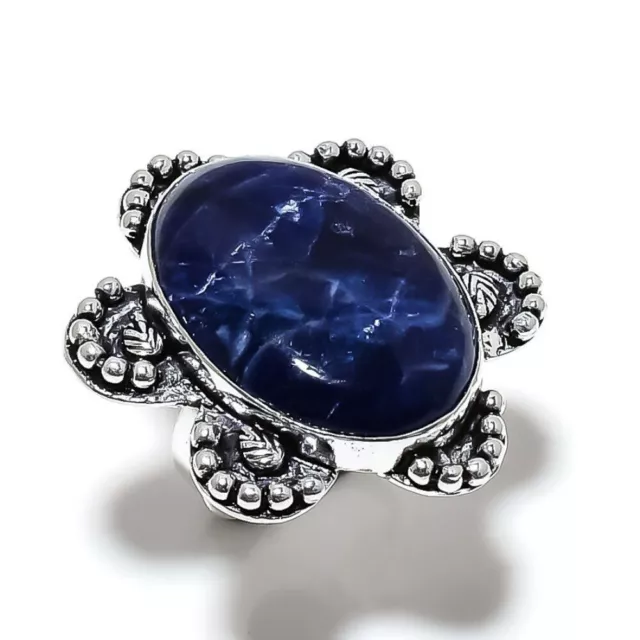 Sodalite Handmade 925 Sterling Silver Jewelry Ring Size 7.5
