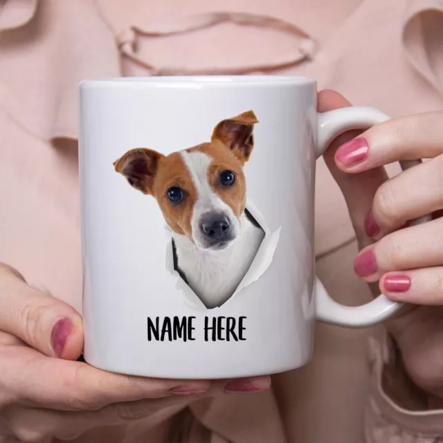 Funny Personalized Jack Russell Terrier White Red Custom Name White Coffee Mug