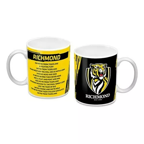 AFL Richmond Tigers Team Logo and Song Ceramic Coffee Cup Mug - Gift idea