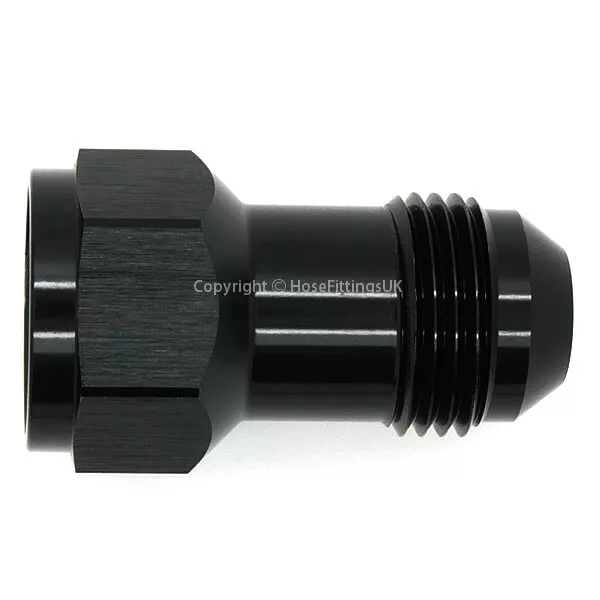AN-6 (9/16x18 UNF) BLACK JIC Flare STRAIGHT EXTENSION MALE to FEMALE Adapter