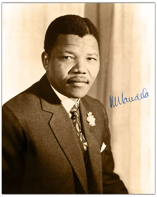 NELSON MANDELA Fighter For Human Rights 8x10 Photograph AUTOGRAPH RP