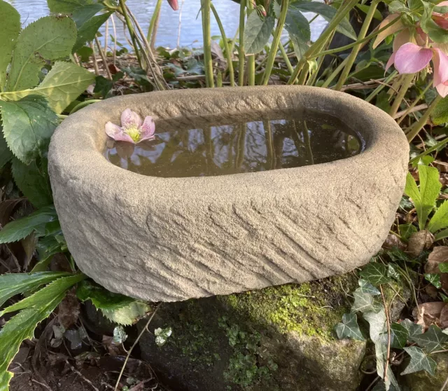 Stone Garden Old Style Rustic Oval  Rockery Bird Bath Mini Pond Trough Bowl