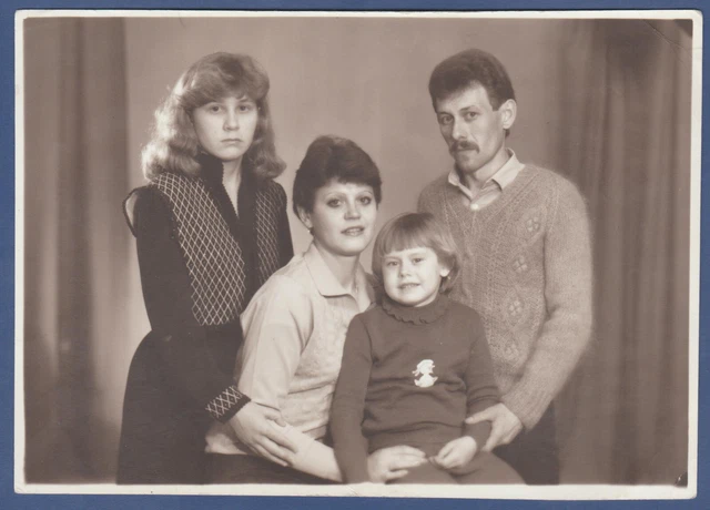 Portrait of a Beautiful Boy and Girls with a Child Soviet Vintage Photo USSR