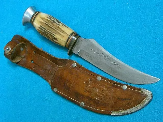 Vintage Edge Brand Solingen Germany 496 Stag Buffalo Skinner Hunting Bowie Knife