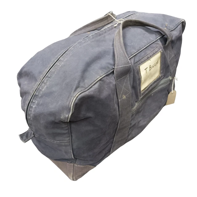 Vintage RAF Heavy Duty Blue Canvas Deployment Holdall Duffle Army Gym Bag [JS08]