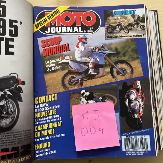 MOTO JOURNAL  809 Essai BMW R100 GS HONDA VFR 750 R RC 30 SUZUKI Intruder DUCATI