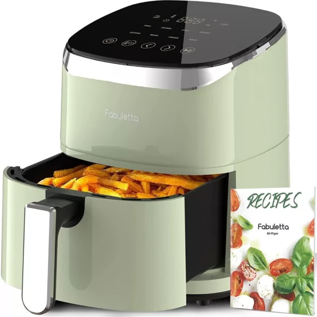 Fabuletta 4L 1680W Compact Air Fryer 9 Presets Max 230℃ (Sage Green)