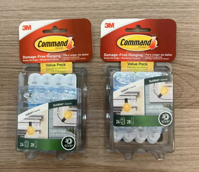 Command Clear Outdoor Light Clips, 24 Hooks, 28 Strips per Pack 