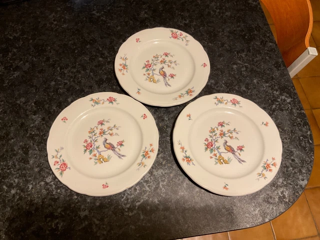 LOT ASSIETTES EN PORCELAINE PYROBLAN FAÏENCE De SARREGUEMINES Art Nouveau