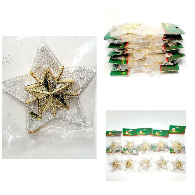 NOS Kurt Adler Christmas Star Ornament Glitter Lot of 10 New Old Stock VTG HTF!