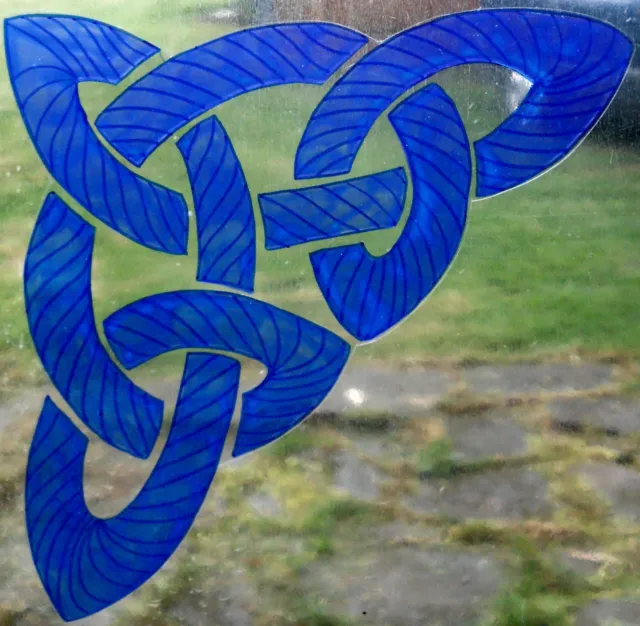 Wicoart Window Color Sticker Cling Faux Stained Glass Corner Celtic Knot 20X20