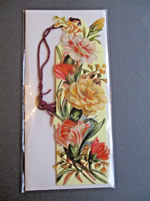 Art BOOKMARK Carnation Pinks Flowers Victorian Scrap Images Beryl Peters Archive