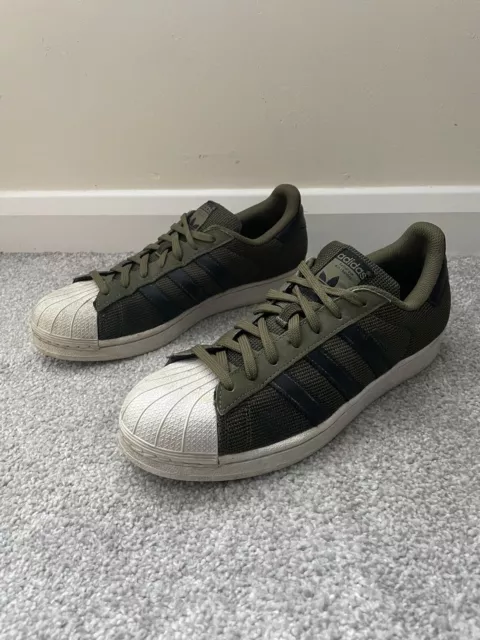 RARE ADIDAS SUPERSTAR White with Black Toe Sole and Stripes UK
