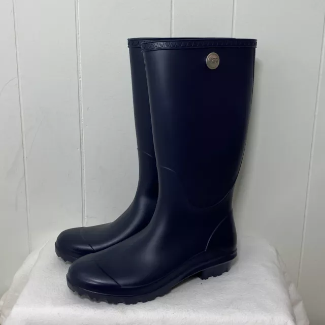 Ugg Shelby Matte Rain Boots Womens 8 Navy Blue Lamb Shearling Lined Tall New 3