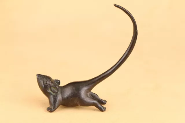 Rare chinese old bronze hand carved lovely mouse statue figure Tea pet Art Gift