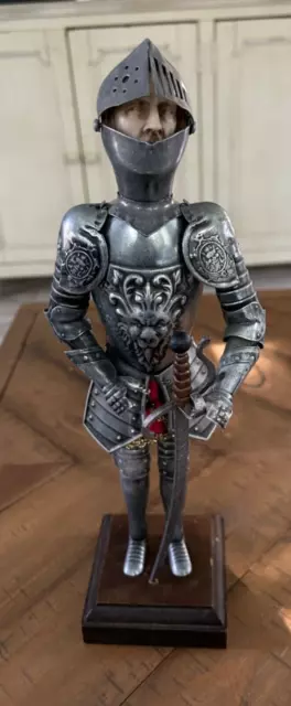 Medieval Knight  in Armor figurine holding Sword 13-1/4" tall