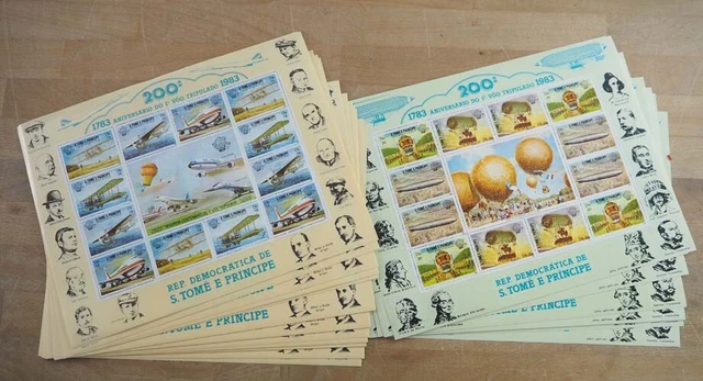 1982 Sao Tome; 84 Serien Luft, 28 mal Bogen gelb, 21 grün, 830/36 A, **, ME 1596