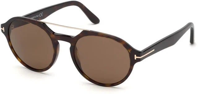 Tom Ford TF696 Stan 52H Dark Havana Plastic Aviator Sunglasses 55-21-145