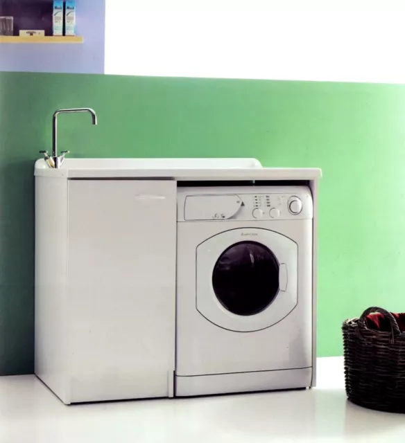 Mobile lavanderia con cesto portabiancheria e vasca lavapanni 60x50 Lady