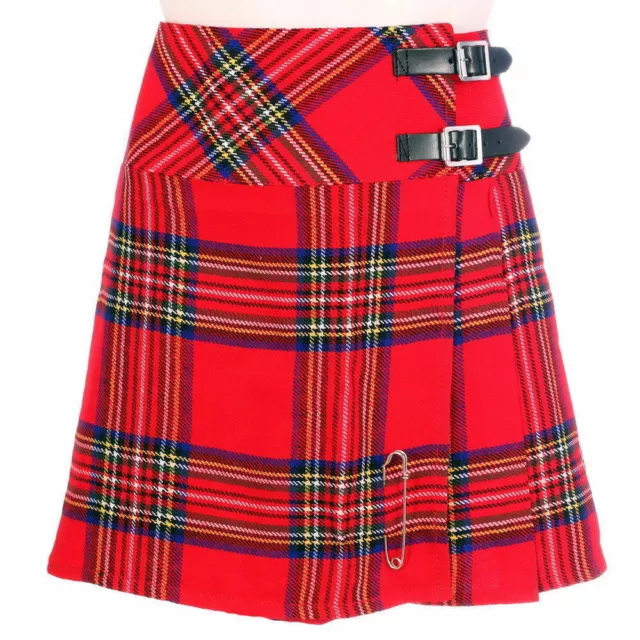 Scottish Ladies Mini Royal Stewart Tartan Kilt/Women Skirt 16'' long + Kilt pin