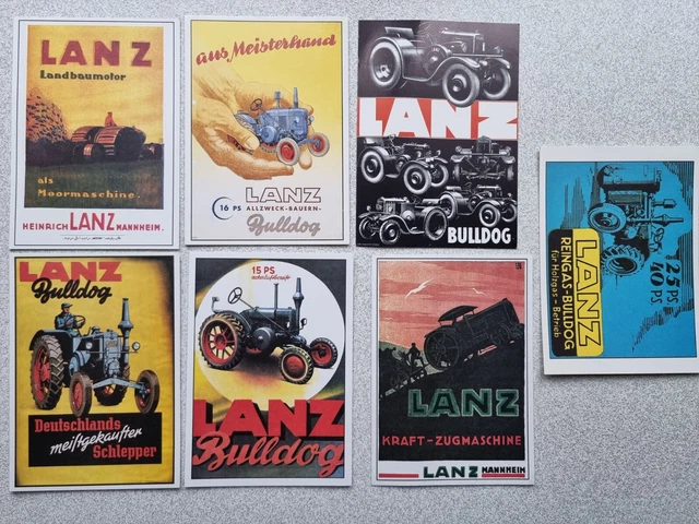 7 Stück Ansichtskarten Lanz Bulldog Traktoren
