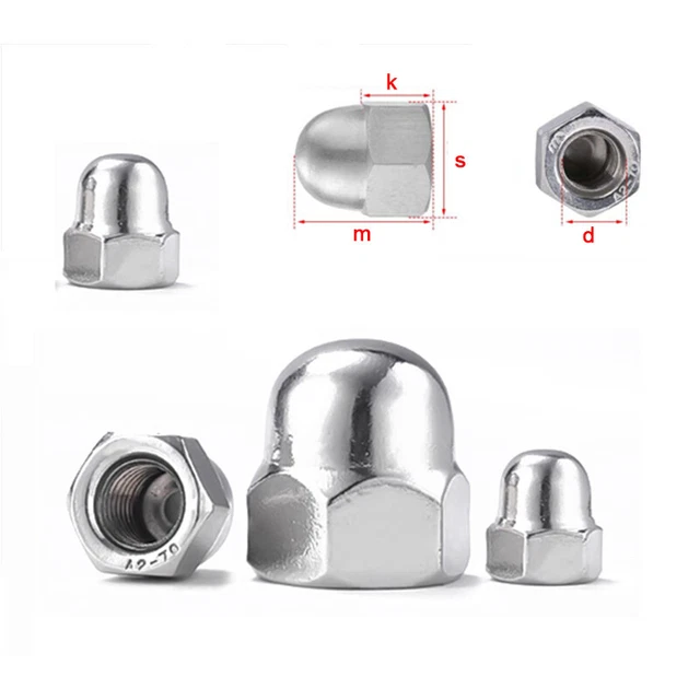 52 uds tuerca de sombrero VA M3 - M12 acero inoxidable DIN 1587 A2 V2A tuercas de sombrero inoxidable tuercas