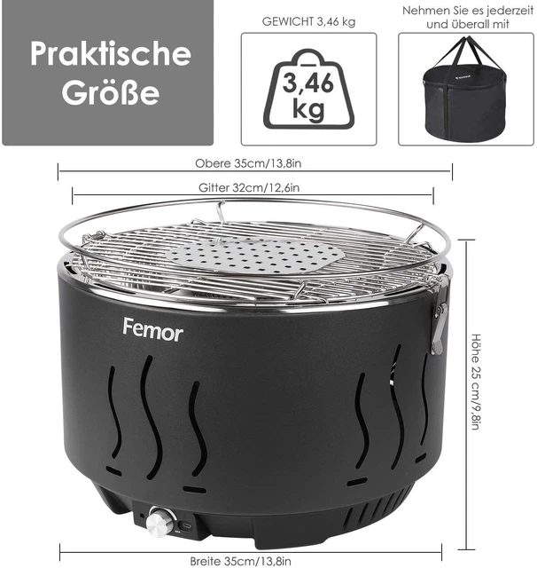 Rauchfreier Holzkohlegrill Aktivbelüftung Grill Tischgrill Raucharm Grillerette