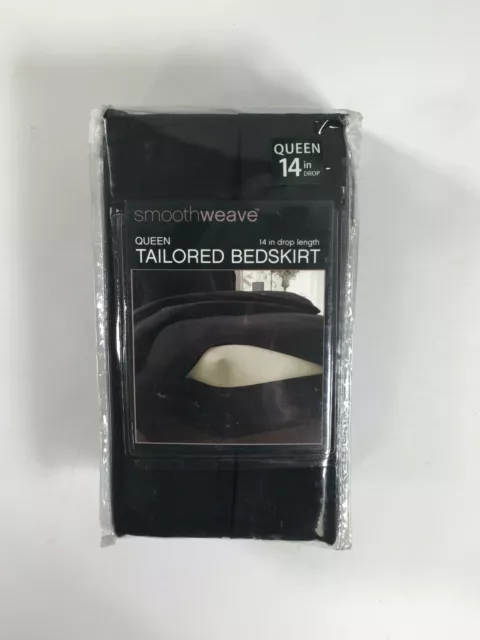 Falda de cama a medida Smoothweave negra Queen 14"" ¡NUEVA!