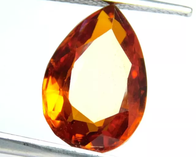 6 Ct Transparent Unheated Hessonite Garnet Pear Shape Loose Gemstone J246