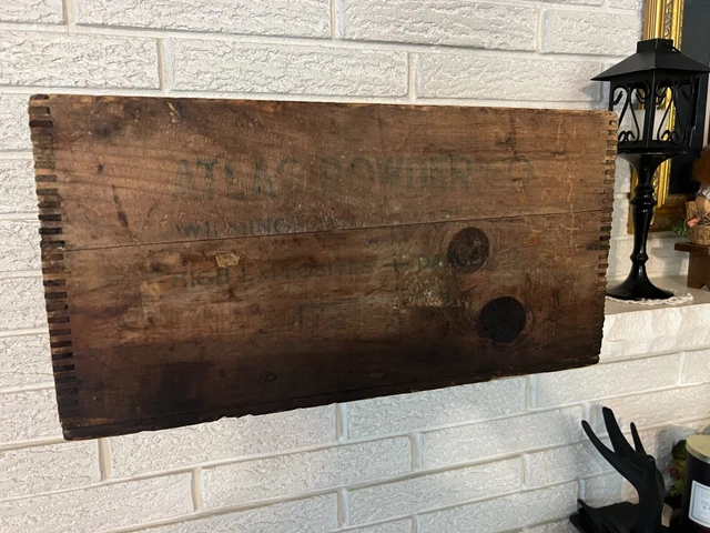 Vintage Atlas Powder Co Wooden Dynamite Box Explosives Wilmington De Crate 5