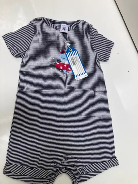 Nwt PETIT BATEAU Striped Nautical Romper, One-Piece size 12, 74 cm