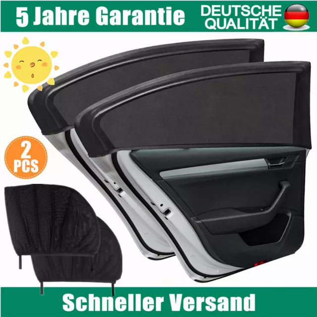 2x Sonnenschutz Universal Auto Pkw Seitenfenster Sonnenblende Schwarz UV Schutz