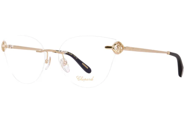 Chopard VCHF87S 300K Titanium Eyeglasses Women's 23KT Gold Plated Rimless 58mm