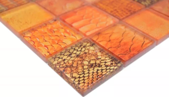 Azulejos de Mosaico Vidrio Combinada Forest Naranja Cocina Cuarto Baño Pared 3