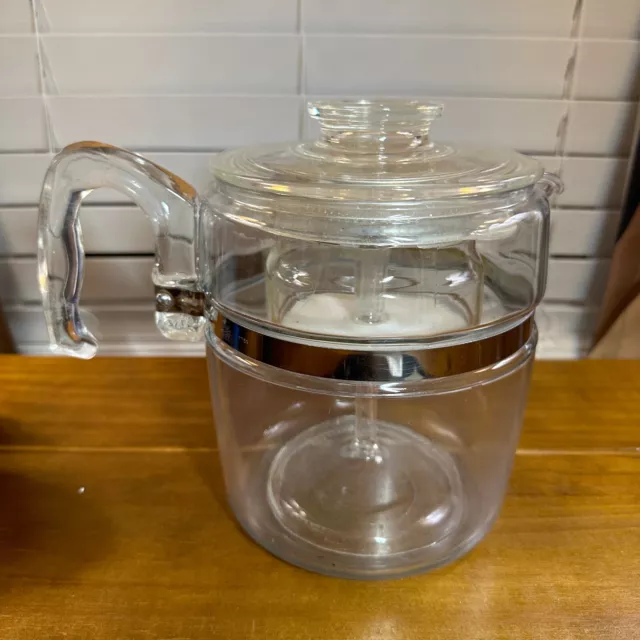 Vintage PYREX 7829 Flameware Glass Coffee Percolator Pot Tall 9 Cup