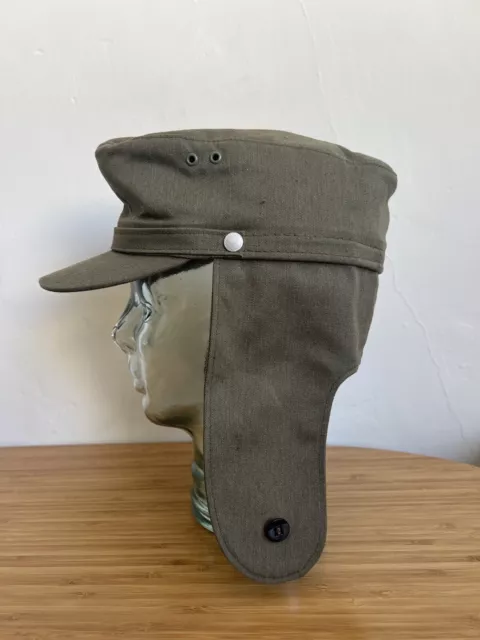 EAST GERMAN M43 Style Field Cap Hat With Ear Flaps And Cockade Size 57 ...