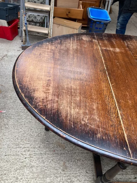 Vintage Antique Oval Brown Wooden Drop Leaf Gate Leg Dining Table 3