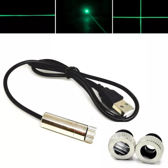 Dot/Line/Cross 515nm 520nm 50mW Focusable Green Laser Diode Module w/USB