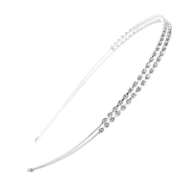 Women Lady Girl Wedding Crystal Rhinestone Bling Grey Hair Band Headband Hoop