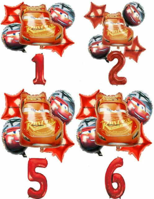 DISNEY CARS LIGHTENING McQUEEN Age Number Balloons Sets Party FOIL HELIUM