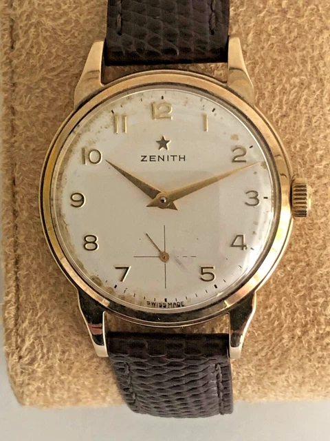 VINTAGE 1960 S ZENITH 9ct Yellow Gold Mens Watch in Original